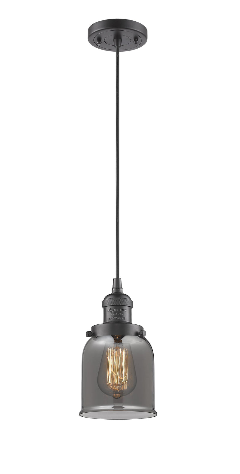 Innovations Lighting Small Bell 1-100 watt 5 inch Oil Rubbed Bronze Mini Pendant  Smoked glass 201COBG53