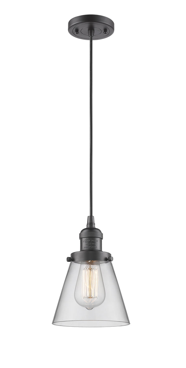 Innovations Lighting Small Cone 1-100 watt 6 inch Oil Rubbed Bronze Mini Pendant  Clear glass 201COBG62