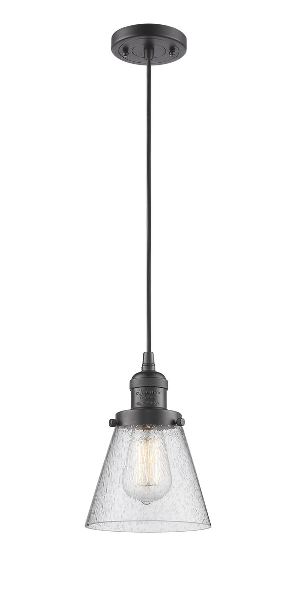 Innovations Lighting Small Cone 1-100 watt 6 inch Oil Rubbed Bronze Mini Pendant  Seedy glass 201COBG64