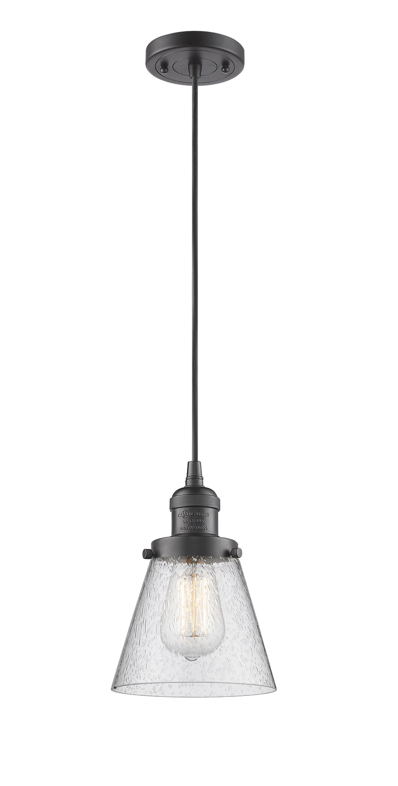 Innovations Lighting Small Cone 1-100 watt 6 inch Oil Rubbed Bronze Mini Pendant  Seedy glass 201COBG64