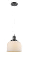 Innovations Lighting Large Bell 1-100 watt 8 inch Oil Rubbed Bronze Mini Pendant  Matte White Cased glass 201COBG71