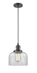 Innovations Lighting Large Bell 1-100 watt 8 inch Oil Rubbed Bronze Mini Pendant  Clear glass 201COBG72