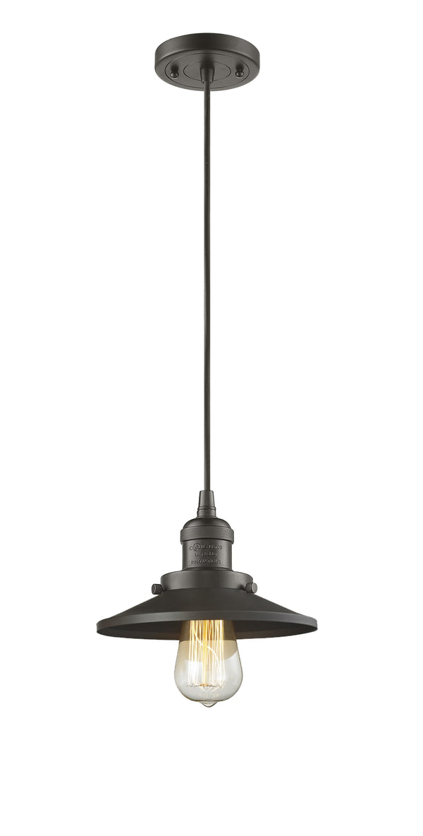 Innovations Lighting Railroad 1-100 watt 8 inch Oil Rubbed Bronze Mini Pendant  Oil Rubbed Bronze Railroad shades  201COBM5