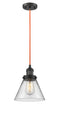 Innovations Lighting Large Cone 1-100 watt 5 inch Oil Rubbed Bronze Mini Pendant  Seedy glass 201COBORG44