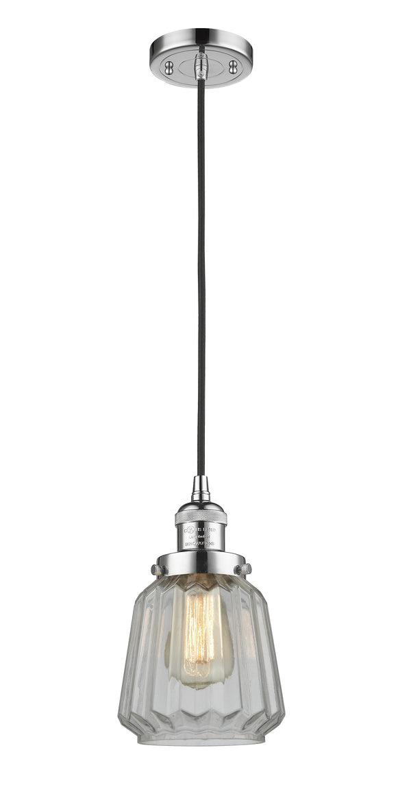 Innovations Lighting Chatham 1-100 watt 6 inch Polished Chrome Mini Pendant  Clear Fluted glass 201CPCG142