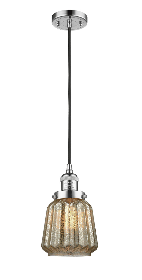 Innovations Lighting Chatham 1-100 watt 6 inch Polished Chrome Mini Pendant  Mercury Fluted glass 201CPCG146