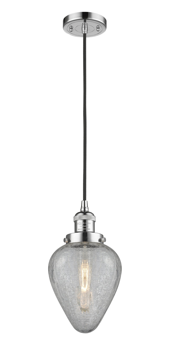 Innovations Lighting Geneseo 1-100 watt 6.5 inch Polished Chrome Mini Pendant  Clear Crackle glass 201CPCG165