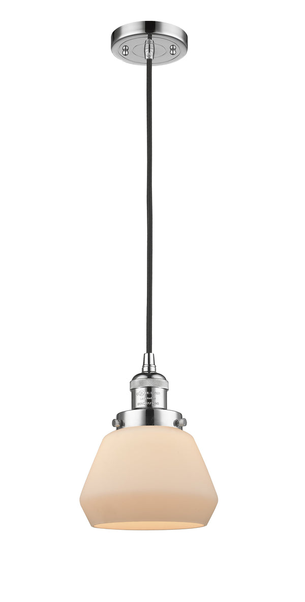 Innovations Lighting Fulton 1-100 watt 7 inch Polished Chrome Mini Pendant  Matte White Cased glass 201CPCG171