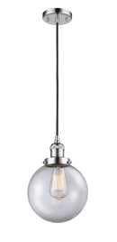 Innovations Lighting Beacon 1-100 watt 8 inch Polished Chrome Mini Pendant  Clear glass 201CPCG2028