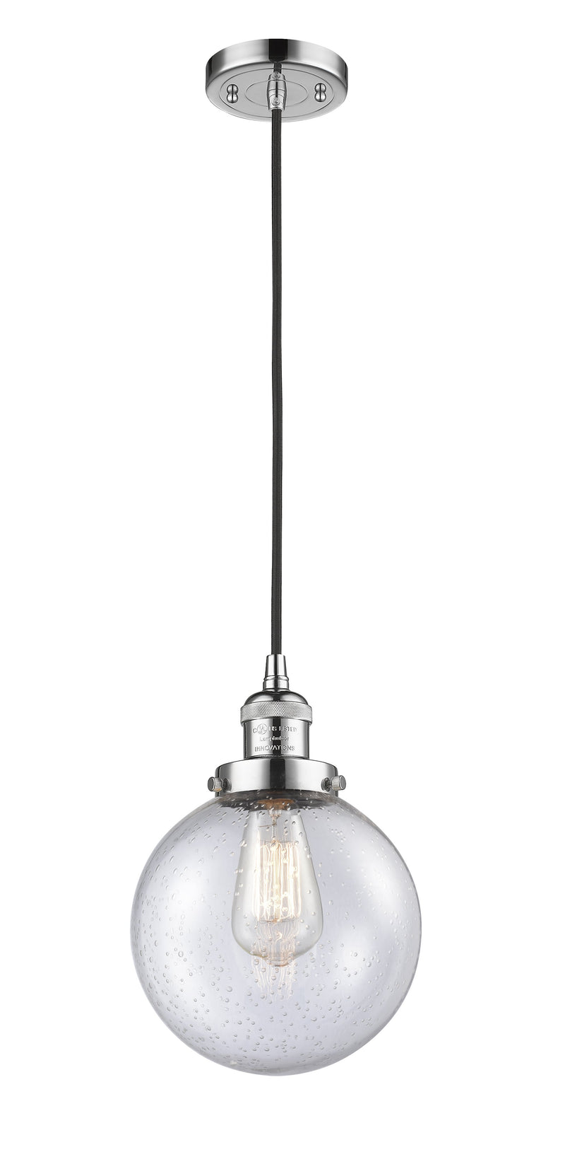 Innovations Lighting Beacon 1-100 watt 8 inch Antique Copper Mini Pendant  Seedy glass 201CPCG2048