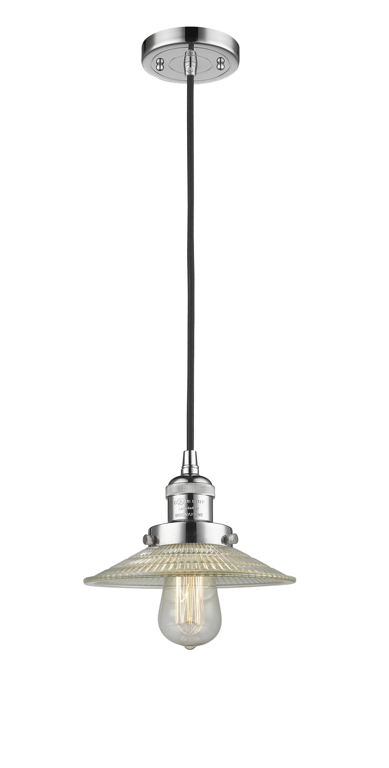 Innovations Lighting Halophane 1-100 watt 10 inch Polished Chrome Mini Pendant  Halophane glass 201CPCG2