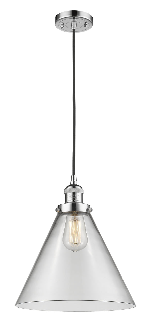 Innovations Lighting X-Large Cone 1-100 watt 12 inch Polished Chrome Mini Pendant  Clear glass 201CPCG42L