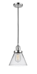 Innovations Lighting Large Cone 1-100 watt 8 inch Polished Chrome Mini Pendant  Clear glass 201CPCG42