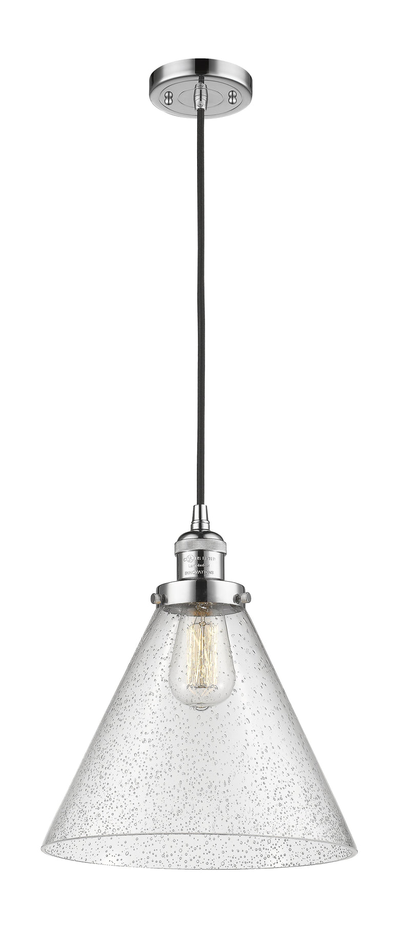 Innovations Lighting X-Large Cone 1-100 watt 12 inch Polished Chrome Mini Pendant  Seedy glass 201CPCG44L