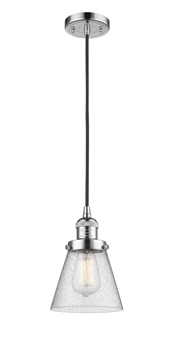 Innovations Lighting Small Cone 1-100 watt 6 inch Polished Chrome Mini Pendant  Seedy glass 201CPCG64