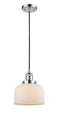 Innovations Lighting Large Bell 1-100 watt 8 inch Polished Chrome Mini Pendant  Matte White Cased glass 201CPCG71