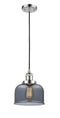 Innovations Lighting Large Bell 1-100 watt 8 inch Polished Chrome Mini Pendant  Smoked glass 201CPCG73