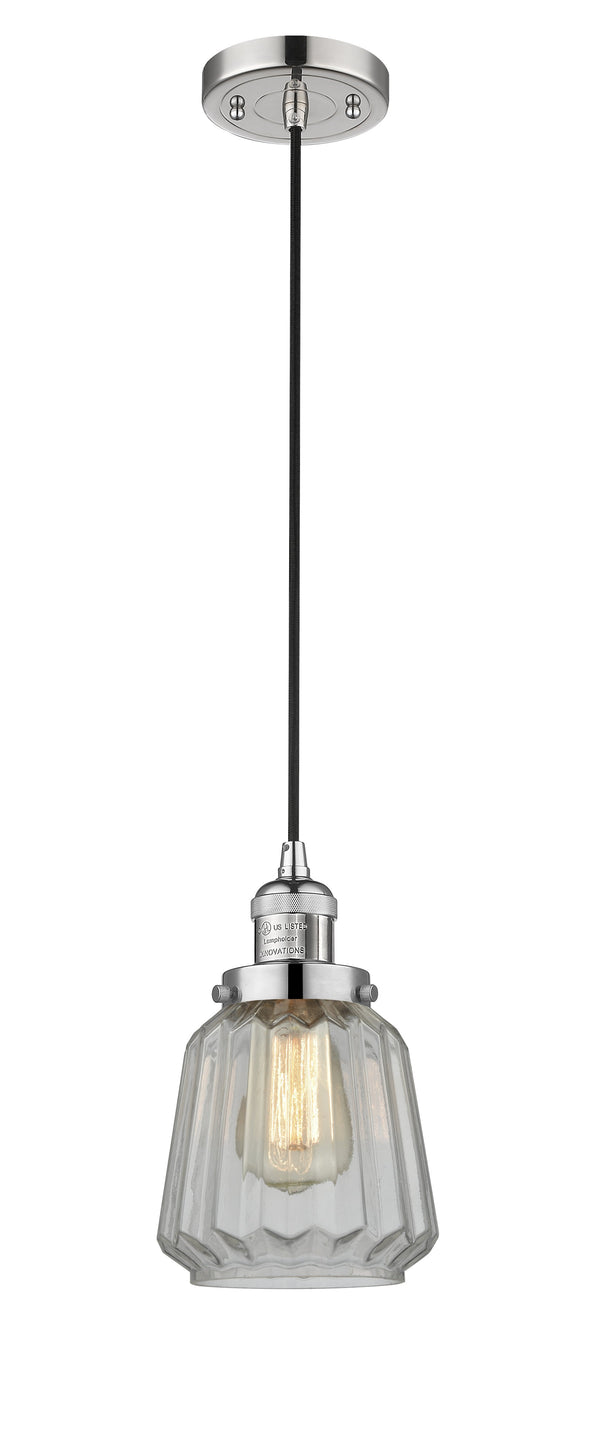 Innovations Lighting Chatham 1-100 watt 6 inch Polished Nickel Mini Pendant  Clear Fluted glass 201CPNG142