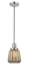 Innovations Lighting Chatham 1-100 watt 6 inch Polished Nickel Mini Pendant  Mercury Fluted glass 201CPNG146