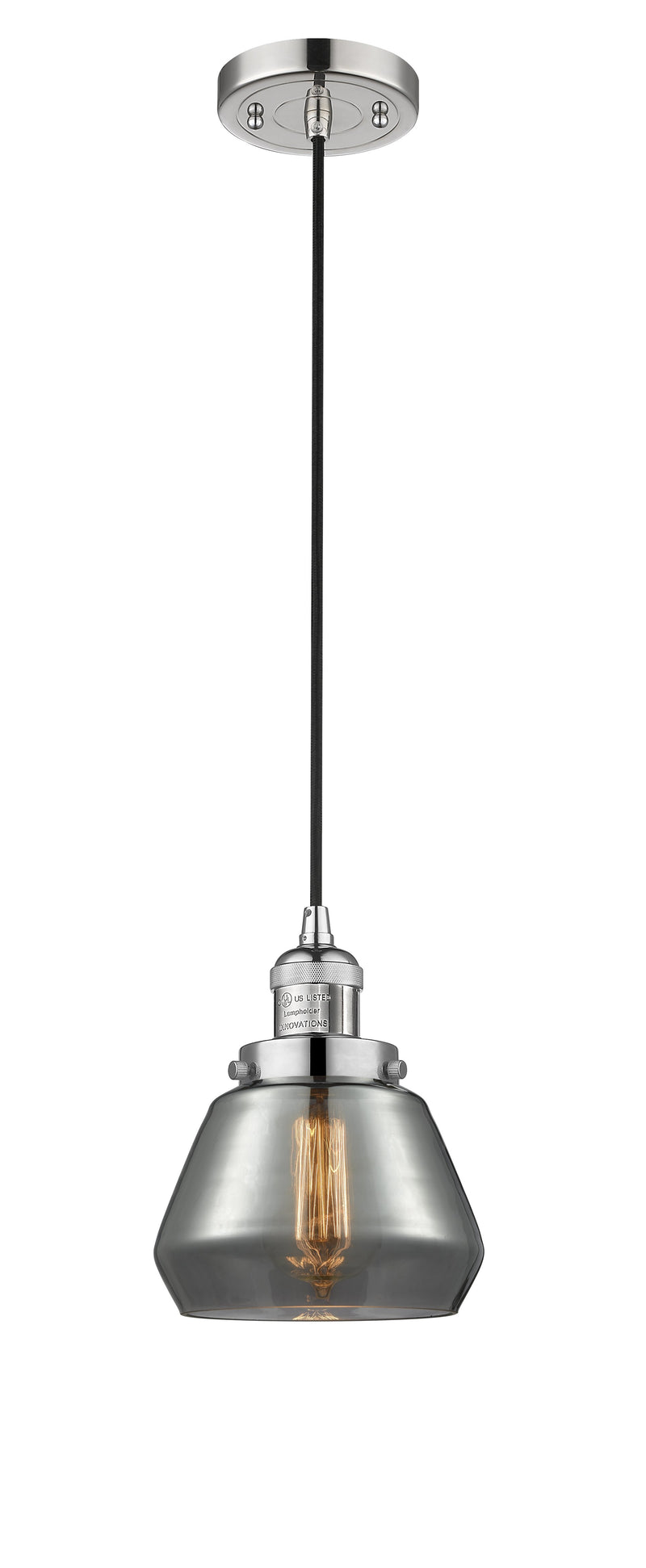 Innovations Lighting Fulton 1-100 watt 7 inch Polished Nickel Mini Pendant  Smoked glass 201CPNG173