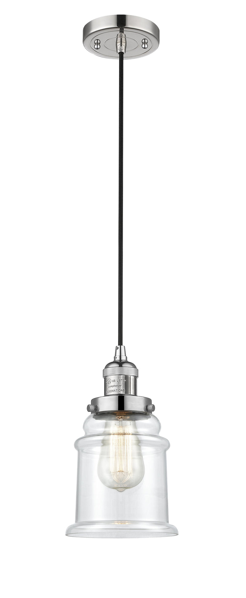 Innovations Lighting Canton 1-100 watt 6.5 inch Polished Nickel Mini Pendant  Clear glass 201CPNG182