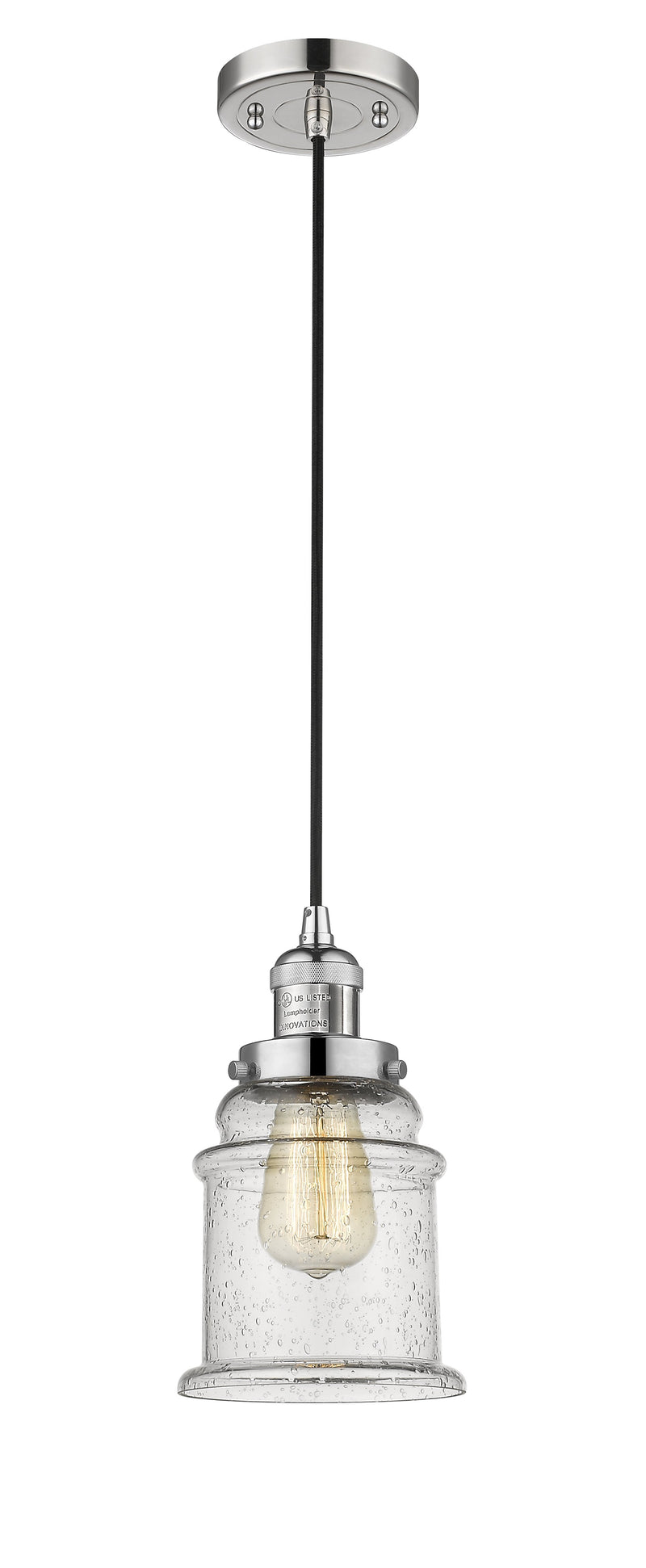 Innovations Lighting Canton 1-100 watt 6.5 inch Polished Nickel Mini Pendant  Seedy glass 201CPNG184