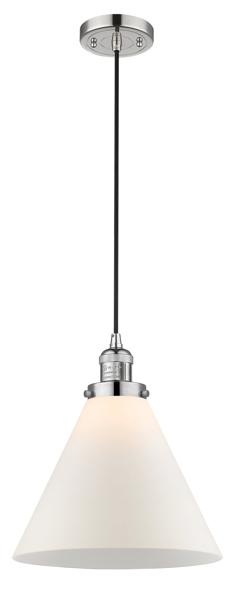 Innovations Lighting X-Large Cone 1-100 watt 12 inch Polished Nickel Mini Pendant  Matte White Cased glass 201CPNG41L