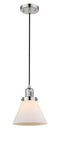 Innovations Lighting Large Cone 1-100 watt 8 inch Polished Nickel Mini Pendant  Matte White Cased glass 201CPNG41