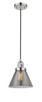 Innovations Lighting Large Cone 1-100 watt 8 inch Polished Nickel Mini Pendant  Smoked glass 201CPNG43