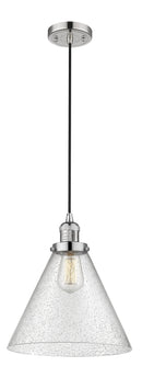 Innovations Lighting X-Large Cone 1-100 watt 12 inch Polished Nickel Mini Pendant  Seedy glass 201CPNG44L