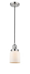 Innovations Lighting Small Bell 1-100 watt 5 inch Polished Nickel Mini Pendant  Matte White Cased glass 201CPNG51