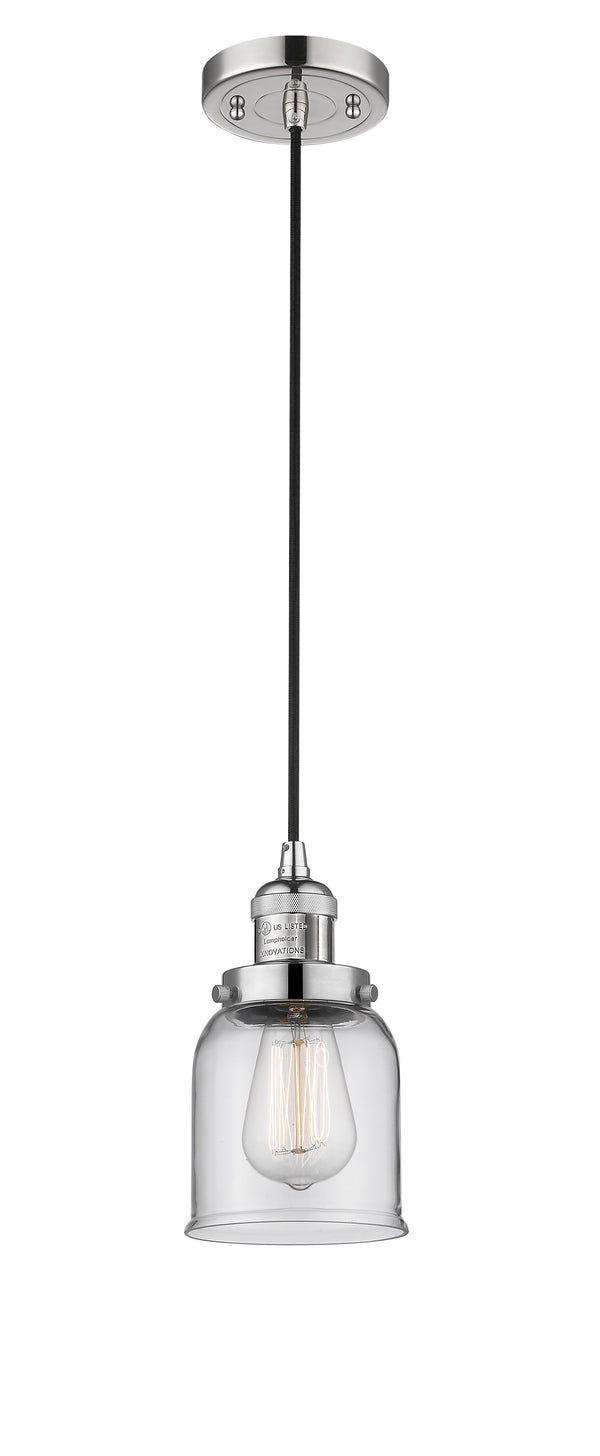 Innovations Lighting Small Bell 1-100 watt 5 inch Polished Nickel Mini Pendant  Clear glass 201CPNG52