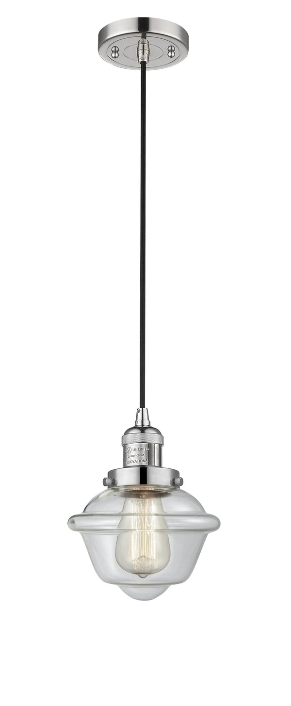 Innovations Lighting Small Oxford 1-100 watt 8 inch Polished Nickel Mini Pendant  Clear glass 201CPNG532