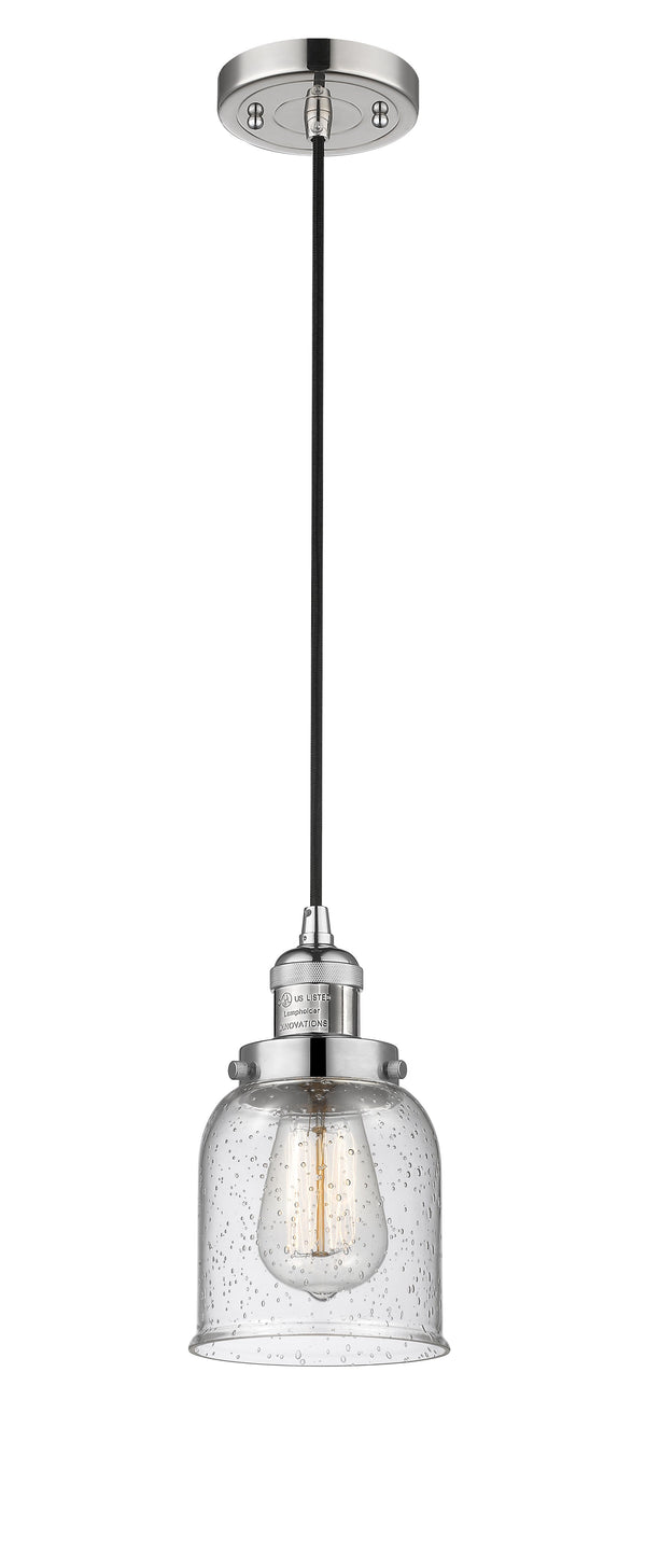 Innovations Lighting Small Bell 1-100 watt 5 inch Polished Nickel Mini Pendant  Seedy glass 201CPNG54