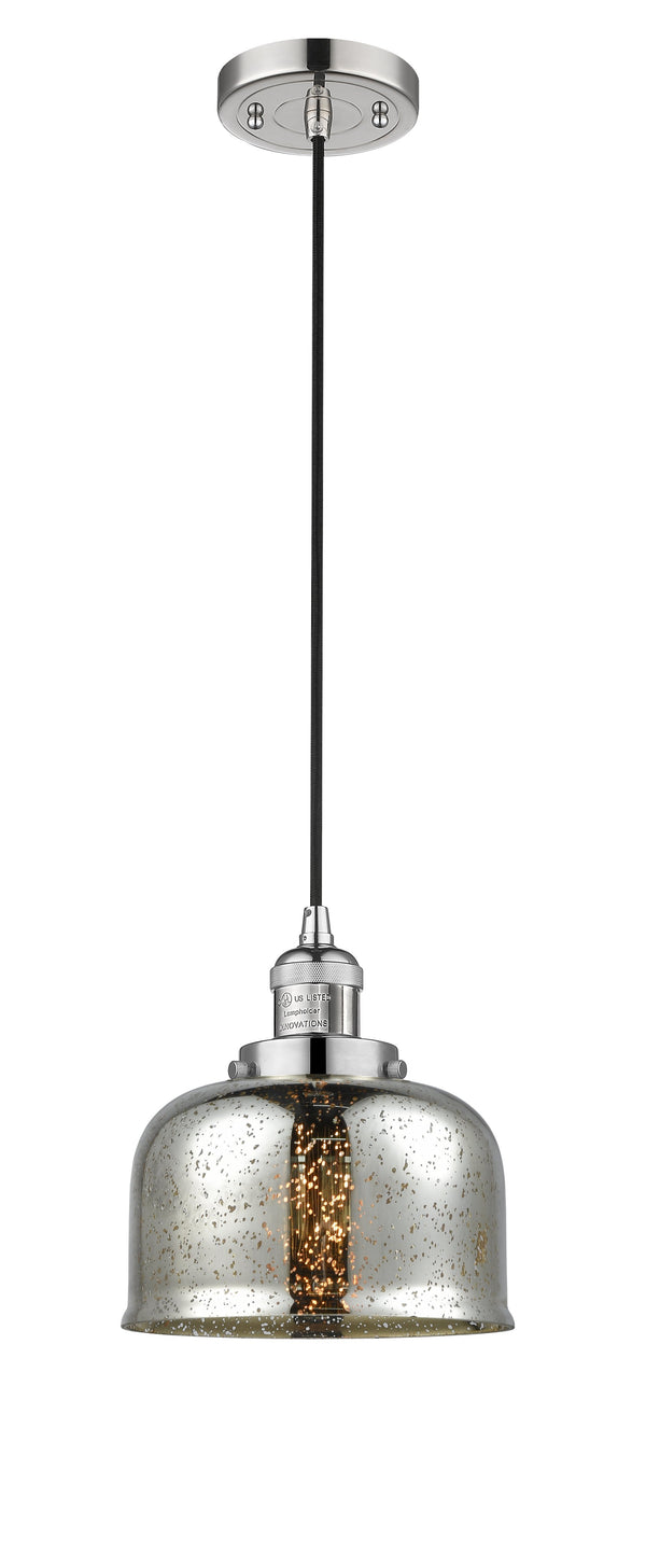 Innovations Lighting Large Bell 1-100 watt 8 inch Polished Nickel Mini Pendant  Silver Plated Mercury glass 201CPNG78