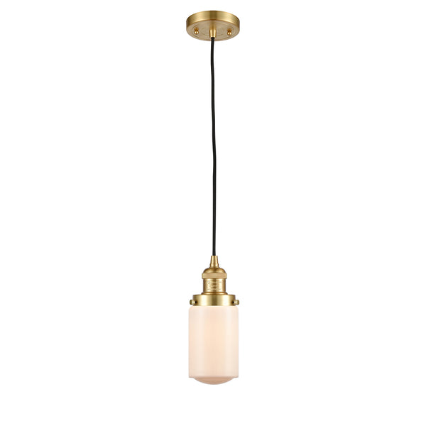 Dover Mini Pendant shown in the Satin Gold finish with a Matte White shade