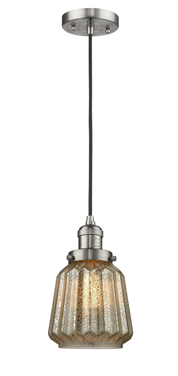 Innovations Lighting Chatham 1-100 watt 6 inch Brushed Satin Nickel Mini Pendant  Mercury Fluted glass 201CSNG146