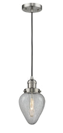 Innovations Lighting Geneseo 1-100 watt 6.5 inch Brushed Satin Nickel Mini Pendant  Clear Crackle glass 201CSNG165