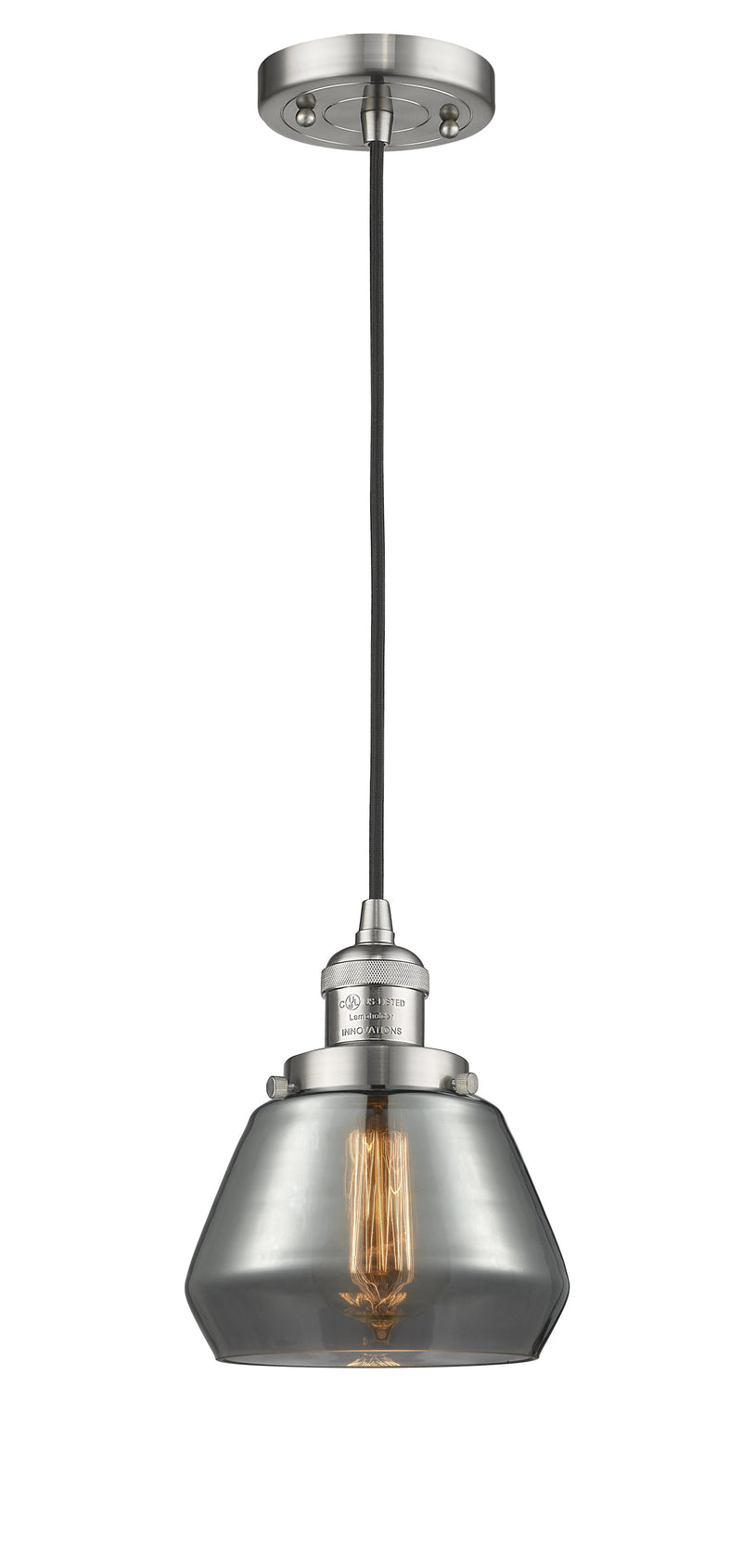 Innovations Lighting Fulton 1-100 watt 7 inch Brushed Satin Nickel Mini Pendant  Smoked glass 201CSNG173