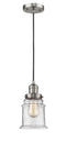 Innovations Lighting Canton 1-100 watt 6.5 inch Brushed Satin Nickel Mini Pendant  Seedy glass 201CSNG184