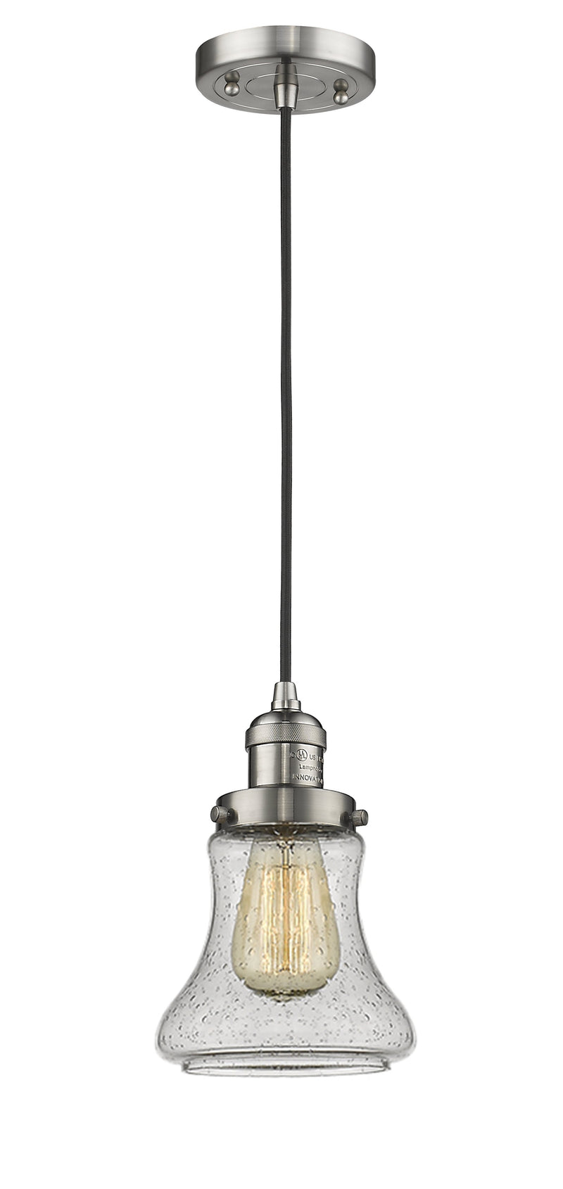 Innovations Lighting Bellmont 1-100 watt 6.5 inch Brushed Satin Nickel Mini Pendant  Seedy glass 201CSNG194