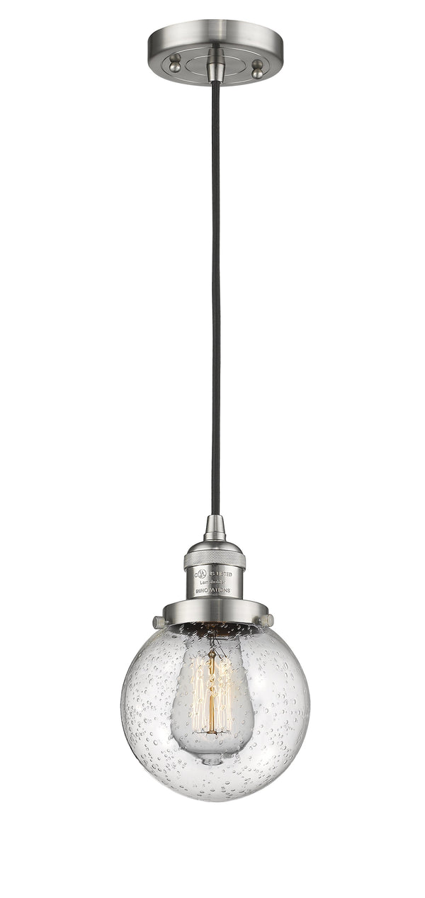 Innovations Lighting Beacon 1-100 watt 8 inch Antique Copper Mini Pendant  Seedy glass 201CSNG2046