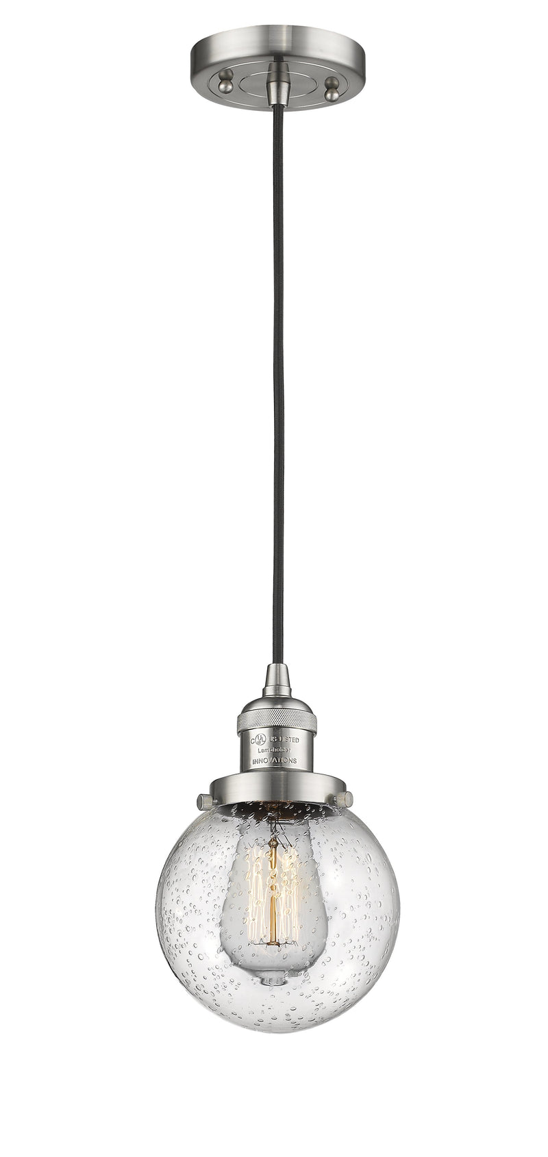 Innovations Lighting Beacon 1-100 watt 8 inch Antique Copper Mini Pendant  Seedy glass 201CSNG2046