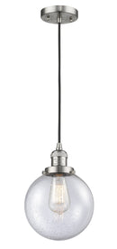 Innovations Lighting Beacon 1-100 watt 8 inch Antique Copper Mini Pendant  Seedy glass 201CSNG2048