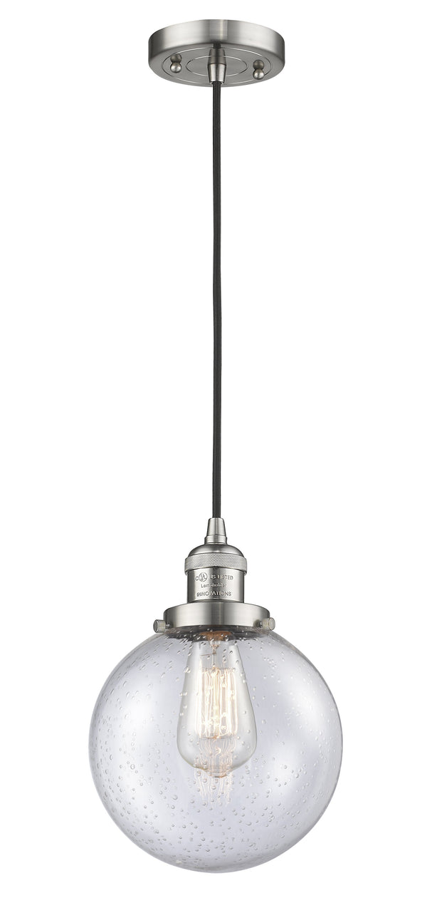 Innovations Lighting Beacon 1-100 watt 8 inch Antique Copper Mini Pendant  Seedy glass 201CSNG2048