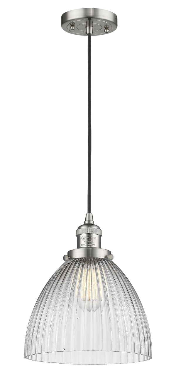 Innovations Lighting Seneca Falls 1-100 watt 9.5 inch Brushed Satin Nickel Pendant  Clear glass 201CSNG222