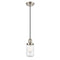 Dover Mini Pendant shown in the Brushed Satin Nickel finish with a Clear shade
