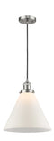 Innovations Lighting X-Large Cone 1-100 watt 12 inch Brushed Satin Nickel Mini Pendant  Matte White Cased glass 201CSNG41L