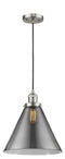 Innovations Lighting X-Large Cone 1-100 watt 12 inch Brushed Satin Nickel Mini Pendant  Smoked glass 201CSNG43L