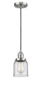 Innovations Lighting Small Bell 1-100 watt 5 inch Brushed Satin Nickel Mini Pendant  Clear glass 201CSNG52